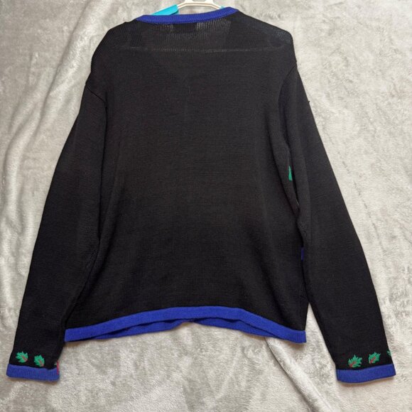 Paul Harris Cardigan Sweater XL Design Black Festive Patterns  Xmas Themed - Picture 11 of 14